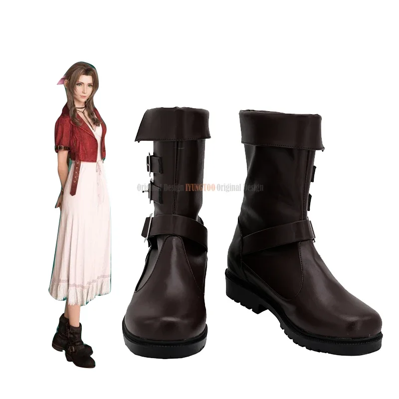 Aerith Gainsborough Shoes Cosplay Final Fantasy VII Remake Aerith Cosplay Boots Brown Shoes Custom Made