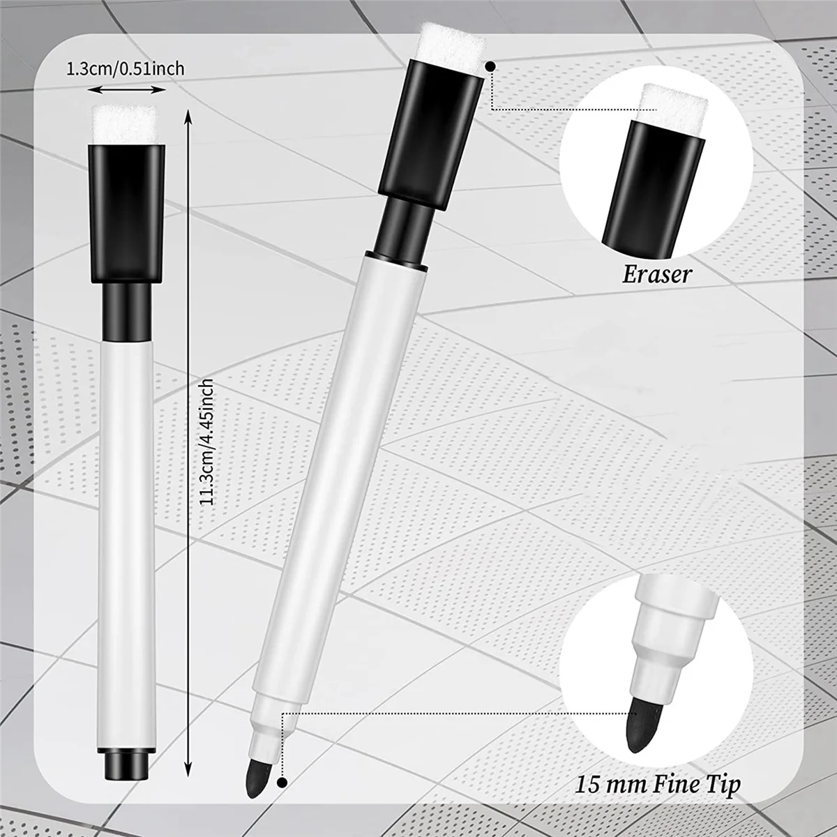 100 Stukken Droog Wissen Markeringen Whiteboard Zwart Droog Wissen Markers Met Rubberen Dop Fijne Punt Droog Wissen Markers