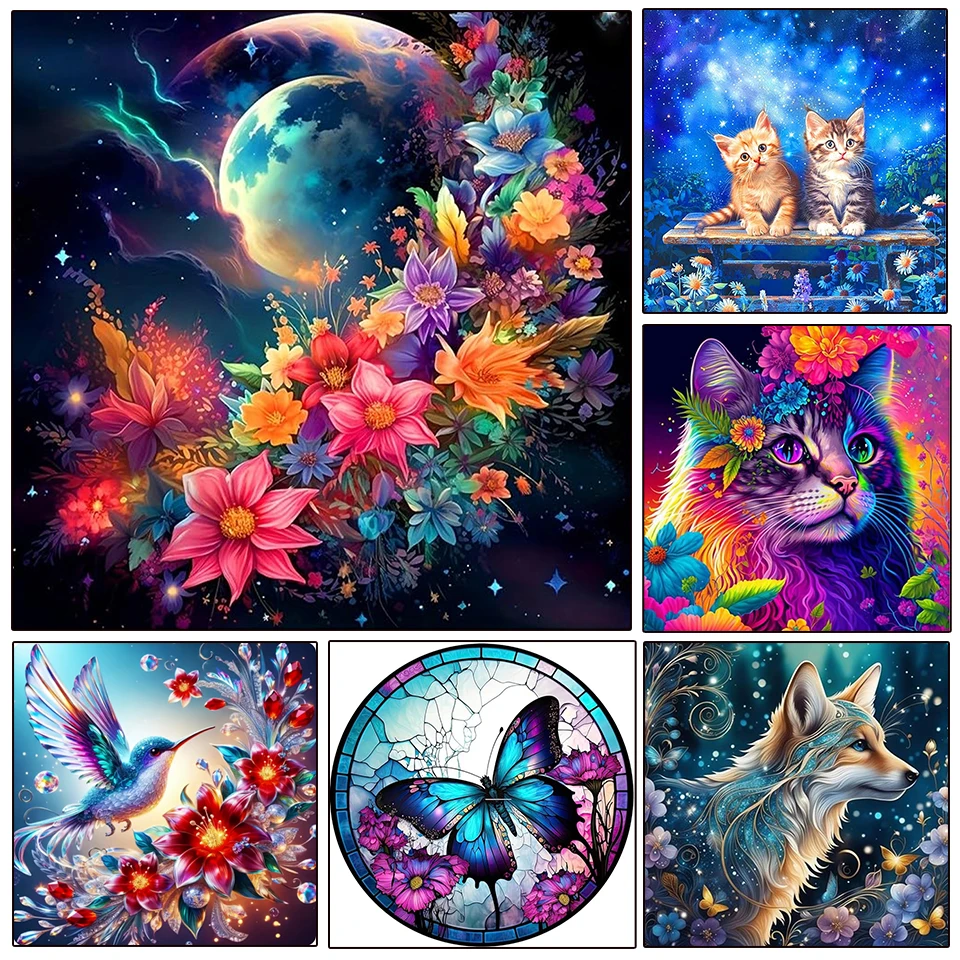 

5DDIY New Diamond Painting Bird Cat Flower Picture Sales Mosaic Animal Full Circle Square Diamond Embroidery Women's Flower Gift