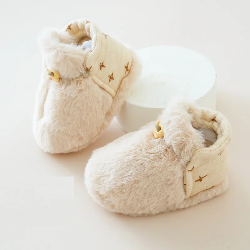

Winter Warm Newborns Shoes Baby Girls Soft Walking Shoes Thickened Plush Infant Shoes Cute First Walkers for Boys 0-14M