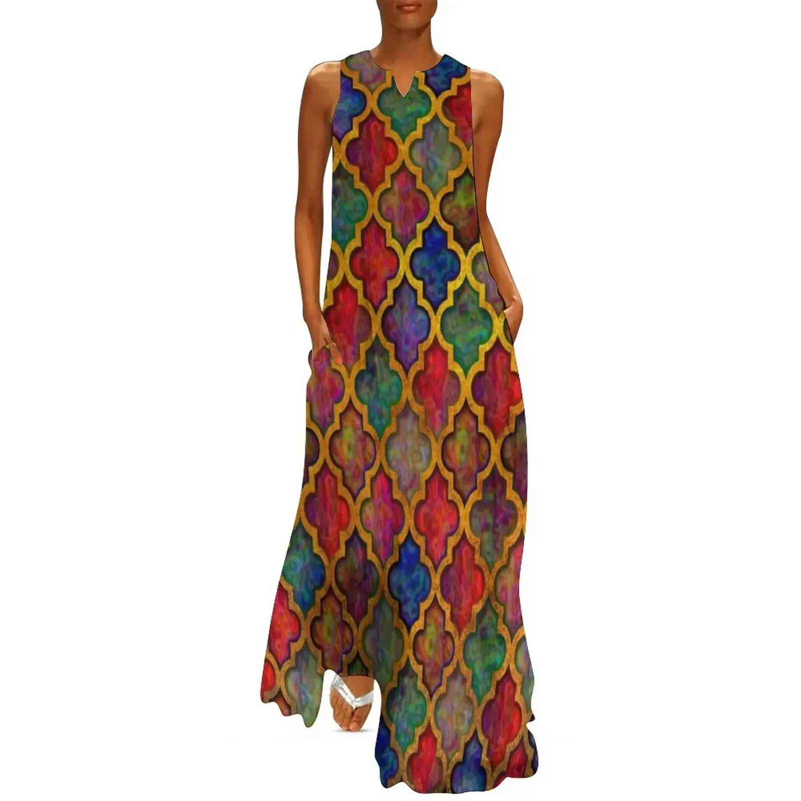 

Moroccan tile iridescent pattern Long Dress Dresses for wedding party elegant dresses plus sizes evening dress woman Dress