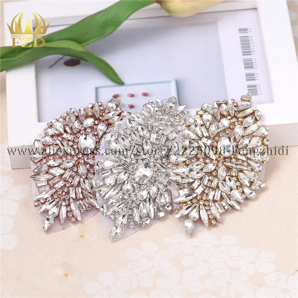 FZD 1 PC Rhinestone Patches Sew on Crystal Rhinestone Stones and Crystals Sewing Rhinestones for Wedding Clothes Evening Dress