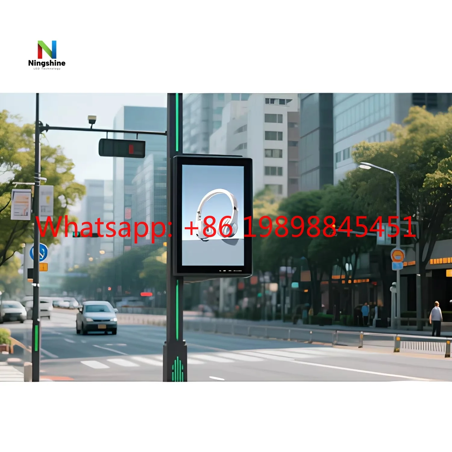 

Single & Double Sided Outdoor P3.076 LED Screen HDR10+ IP65 Waterproof 5500-6000 Nits WiFi 3G Pole Advertising Display