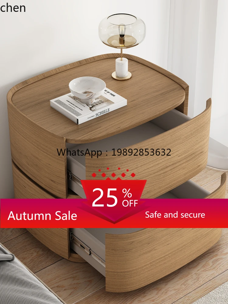 

intelligent all-solid wood bedside table household bedroom light luxury high-end shelf niche design