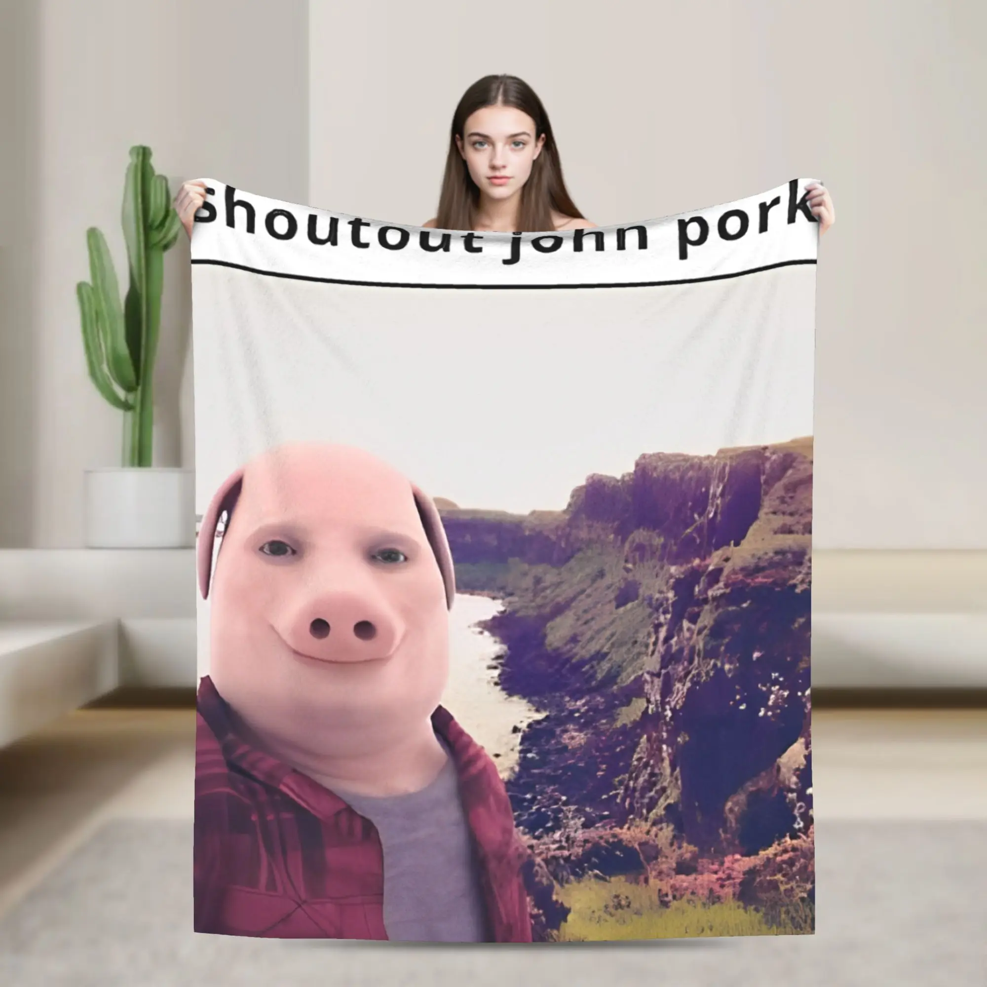 John Pork Is Calling Answer Call Phone Pig Flannel Blankets  for Living Room Airplane Travel Graphic Bedspread Sofa Bed Cover