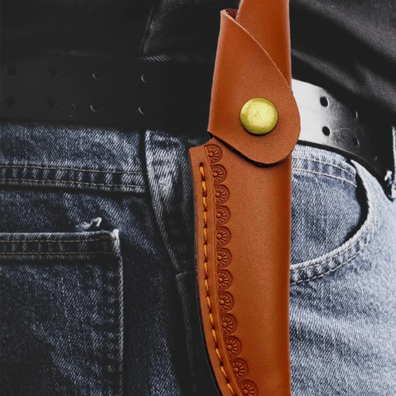 Leather Fixed-Blade Knife Sheath with Closure Knife Holster Multipurpose Sheath Portable Folding Fruit Knife Drop shipping