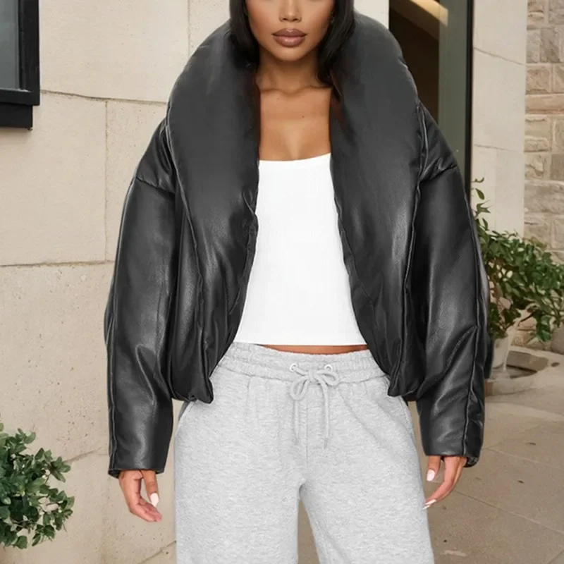 Fmxires, nueva chaqueta de algodón para mujer, abrigo de invierno, nueva moda, pantalones cortos sueltos sólidos, abrigos acolchados, ropa de calle de oficina para mujer, prendas de vestir para mujer