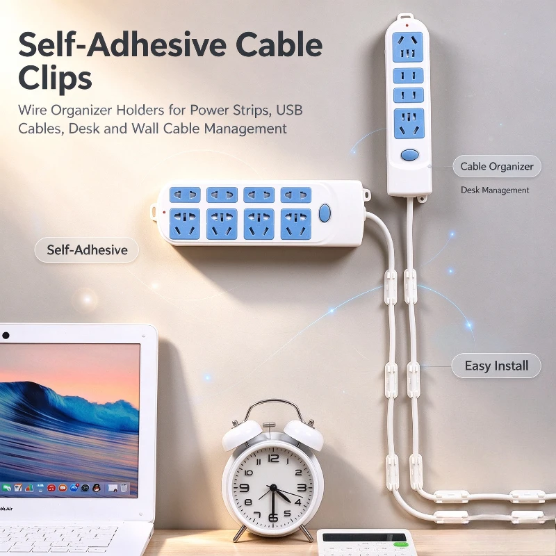10PCS Cable Holder Desktop Data Wire Organizer Socket Network Cable Nail Free Adhesive Wire Clips organizador