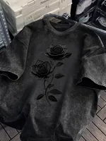 Camiseta Lavada para Hombre de Halloween, Estampado Moderno de Verano, Ajuste Holgado, Comodidad Diaria, Estilo Retro y Desgastado, Top Versátil