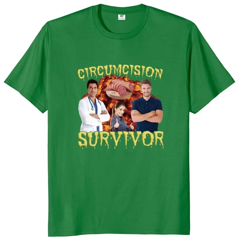 Circumcision Survivor T Shirt Retro Funny Jokes Harajuk Graphic T-shirts EU Size 100% Cotton Soft O-neck Tee Tops