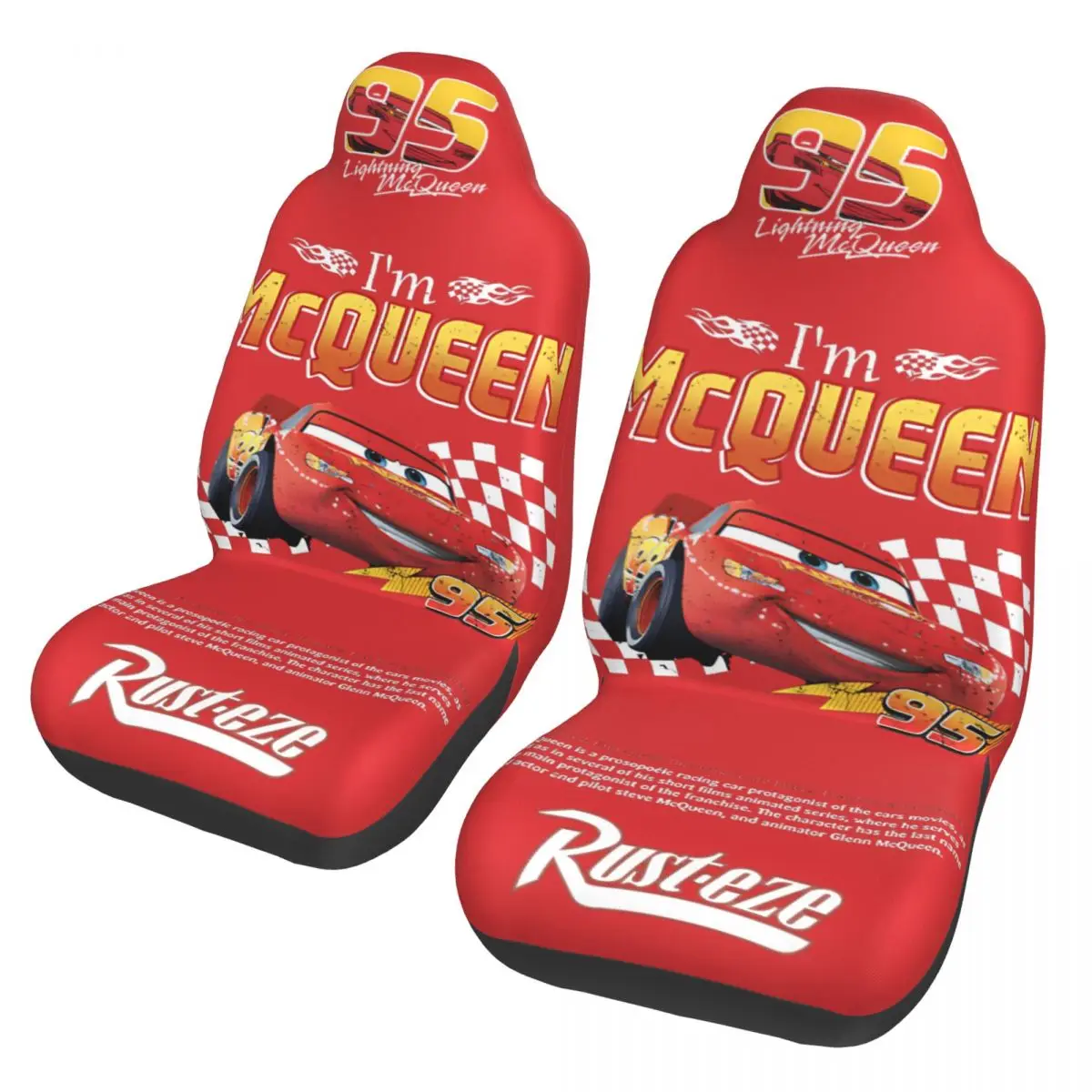 

Чехол на автомобильное сиденье Lightning Mcqueen And Sally Baseball, дышащие чехлы на сиденья, 2 шт., универсальный, подходит для автомобилей, внедорожников, грузовиков