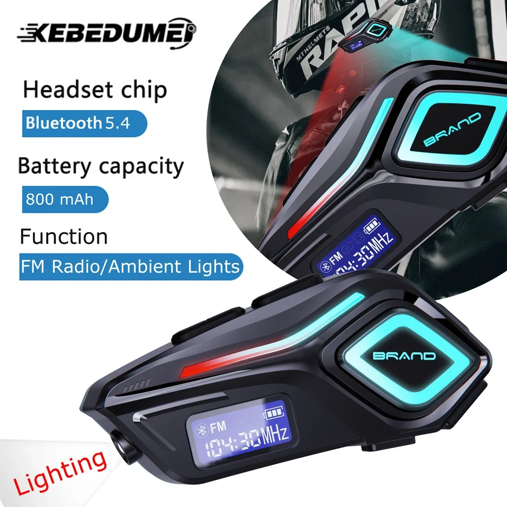 

Bluetooth 5.4 Motorcycle Helmet Headset Hands-free Call Phone Wireless FM Radio Waterproof With flashlight Stereo Earphone