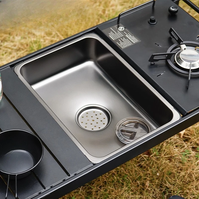 Outdoor portable sink igt folding table large capacity stainless steel drain basin kitchen water storage dishwashing drain