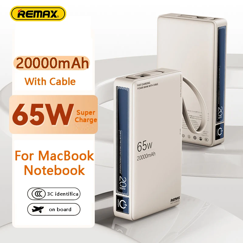 Remax PD65W 20000mAh Super Fast Charging FCP SCP External Battery For Mobile Phone Laptop Tablet Mac High Speed Power Bank TypeC