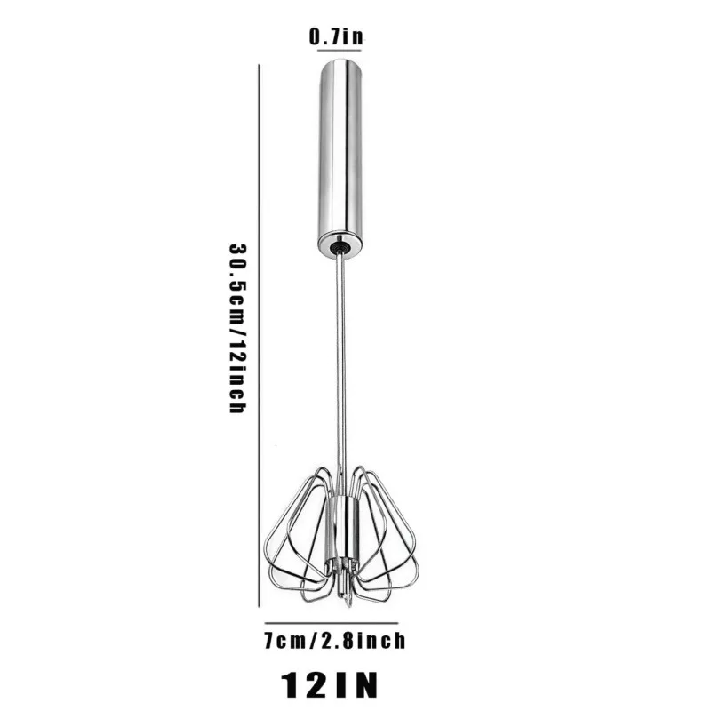 Stainless Steel Egg Whisk Hand Push Rotary Whisk Blender Versatile Milk Frother Hand Push Mixer Stirrer for Blending