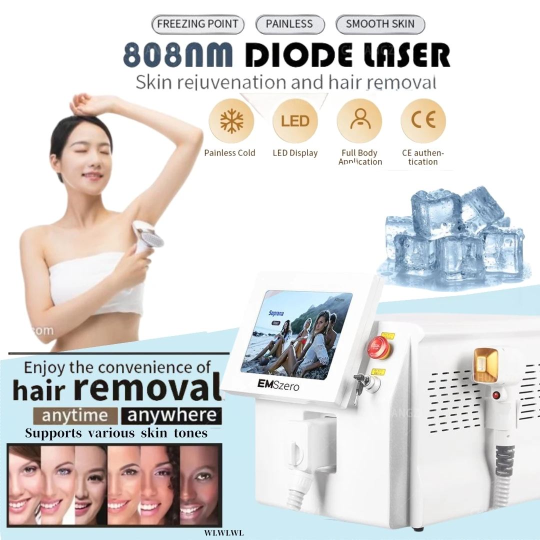 808 nm Painless Laser Hair Removal Device Permanent High Power Tri-Wavelength Platinum Cooled Diode Laser