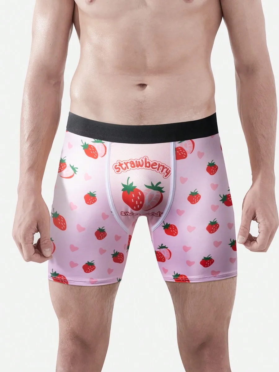 

Mens Strawberry Print Boxer Briefs 3pcs Set