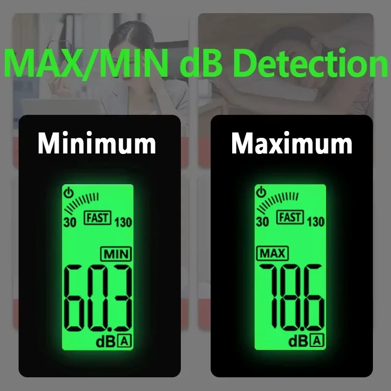 Misuratore di livello sonoro portatile digitale Strumento di misurazione del rumore DB Metro 30~130dB Dispositivo di misurazione audio per monitor ambientale