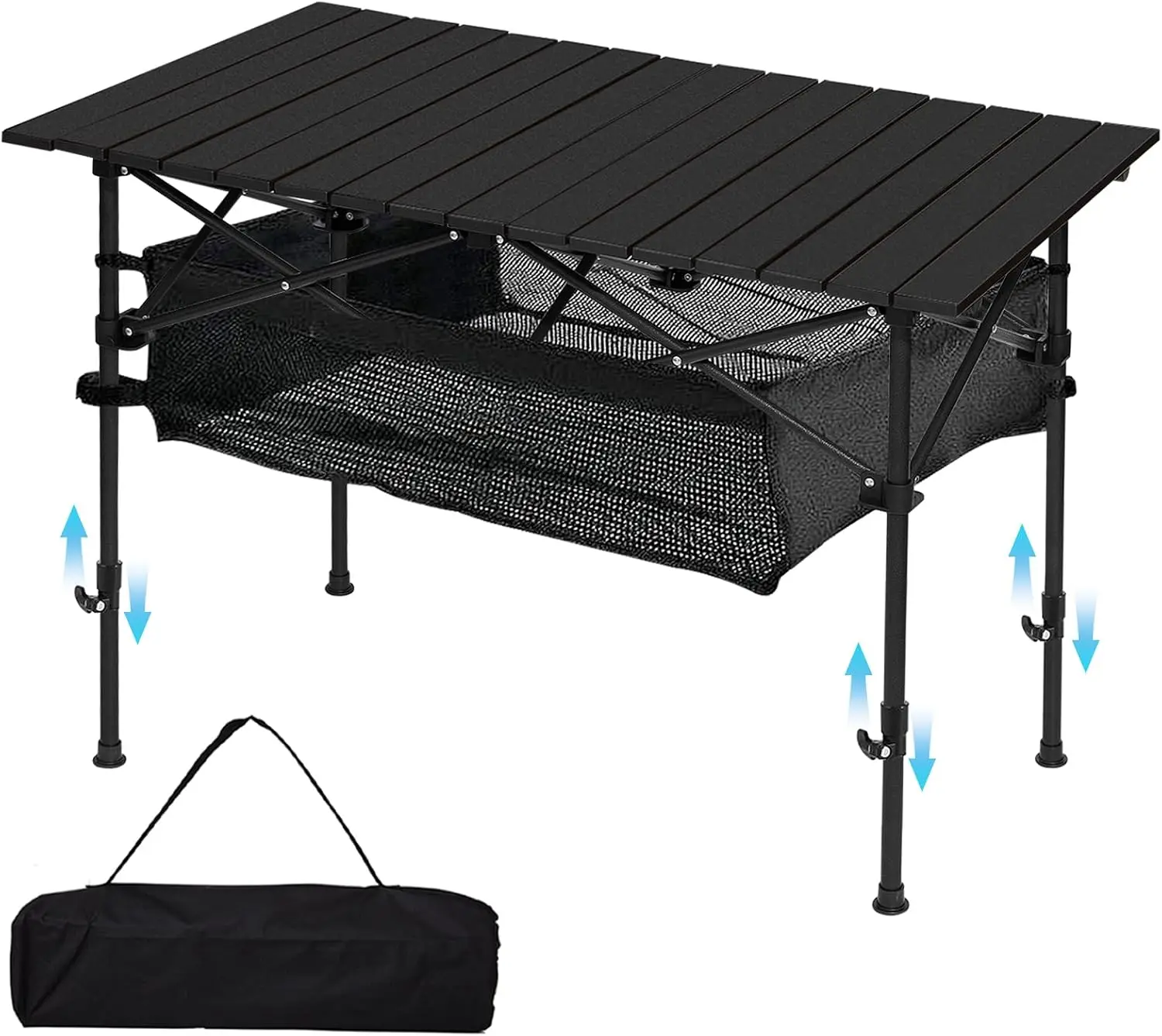 Camping Table Roll up Table, Fold up Lightweight Compact 4-6 Person Portable Adjustable Height Roll up Aluminum Table