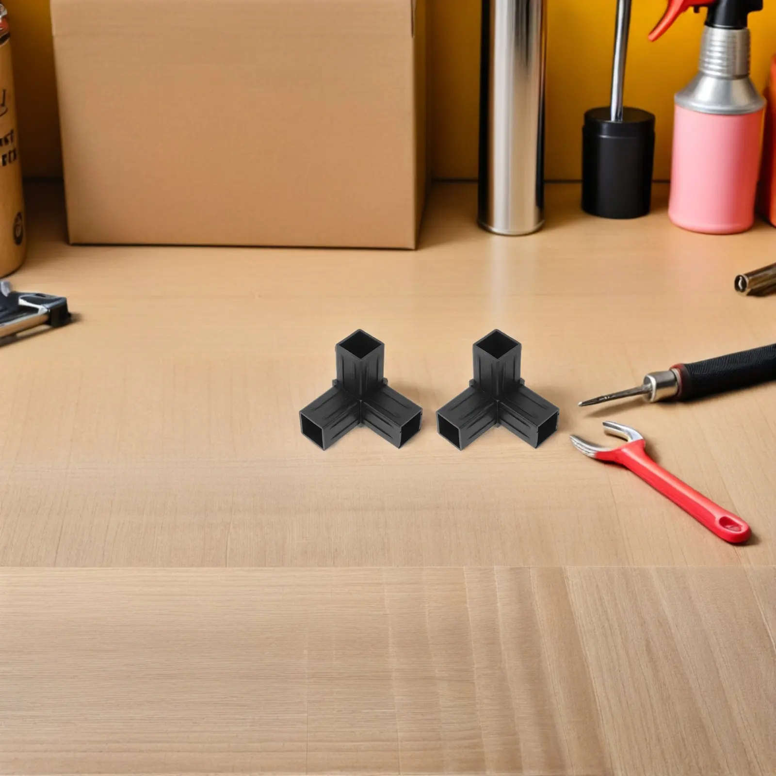 8Pcs Square Tube Plastic Corner Connector Heavy Duty 3-Way Pipe Joint Ac Support Frame Mount Bracket Assembly Pipe Corner Brace