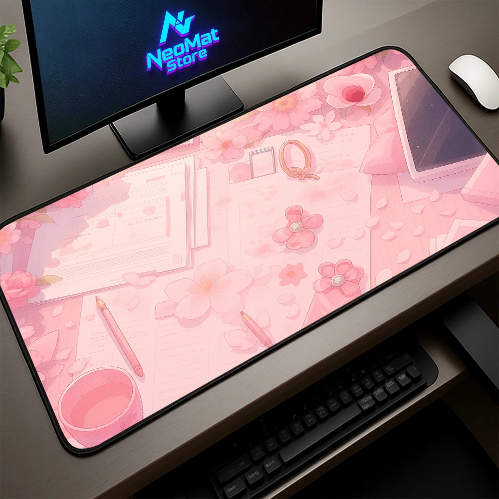 

Pink Kawaii Desk Mat Large Gaming Accessories Extended Carpet Anime Girl Desktop Japan 120x60 Office Keyboard Desk Mats 100x50