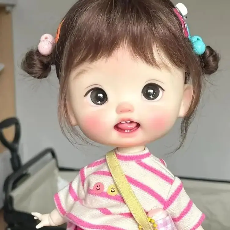 1/6 BJD pop groot hoofd schattig meisje Nuonuo met 3 tongen hoge hars verzamelhoofd op voorraad (alleen hoofd)