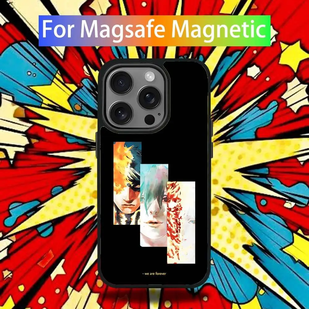 Capa de telefone anime fire p-punch para iphone 17,16,15,14,13,12,11, pro, max, plus, mini, se4, e carregamento magnético sem fio magsafe