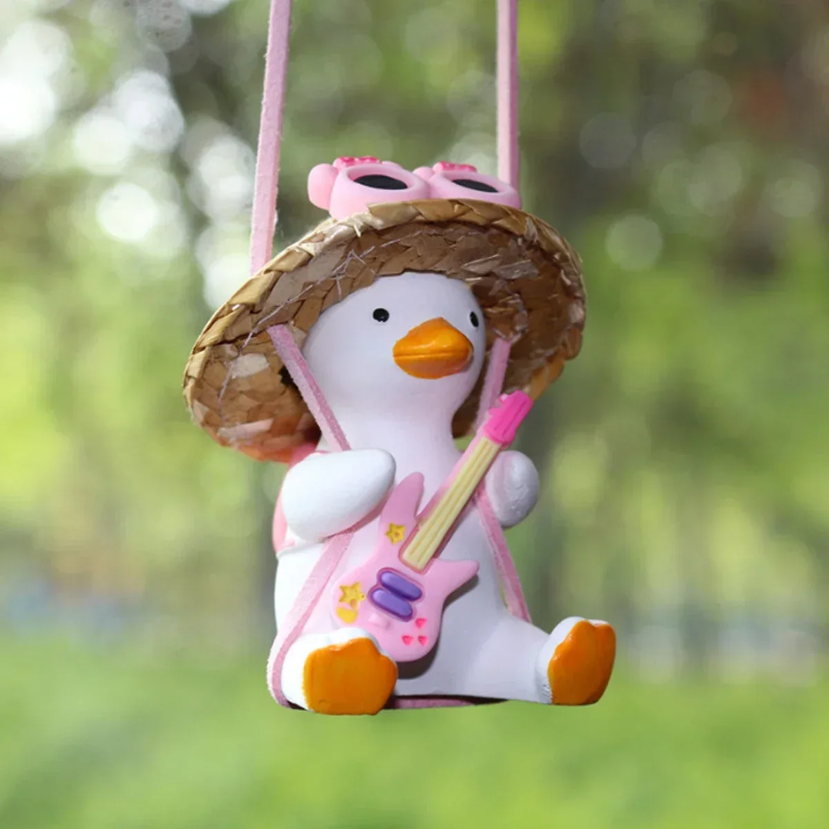 Cute Car Interior Duck Anime Decoration Gypsum Auto Rearview Mirror Pendant for Swing Kawai Car Decoration Accessories