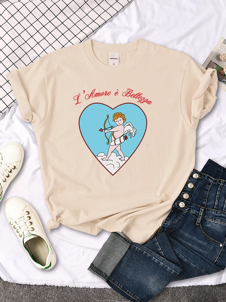 Cute Angel Kid Printing T Shirt Women Summer Cool Tshirts Breathable Casual Tee Clothes Street Creativity Short Sleeve Female