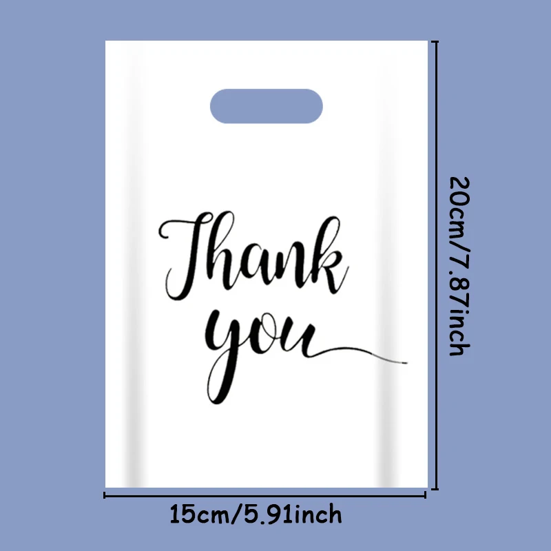 100pcs Thank You Gift Bags Plastic Candy Cookie Packaging Bag for Wedding Decor Birthday Party Favors Small Business Supplies