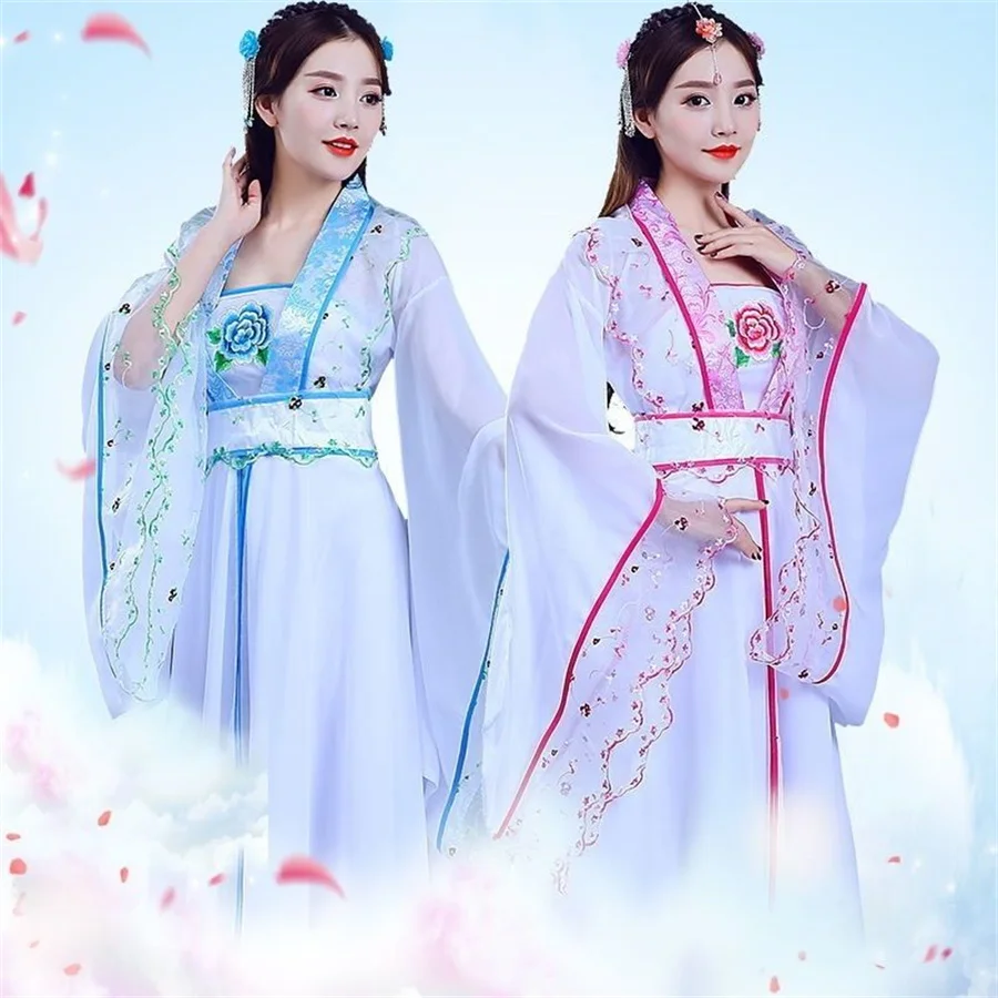 Chinese Hanfu Dress Women Carnival Cosplay Costume Ancient Traditional Hanfu Sets White pink Dance Dress Plus Size XL