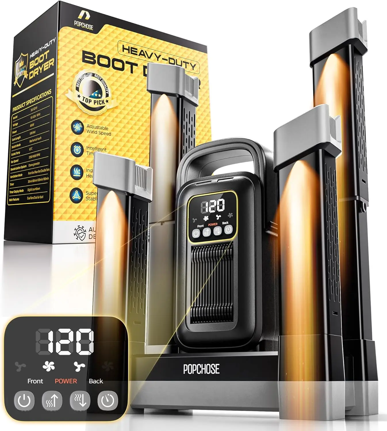 

Heavy-Duty Boot Dryer, Upgraded Shoe Dryer Helps Reduce Odor, Glove & Boot Warmer, Silent & Adjustable Timer