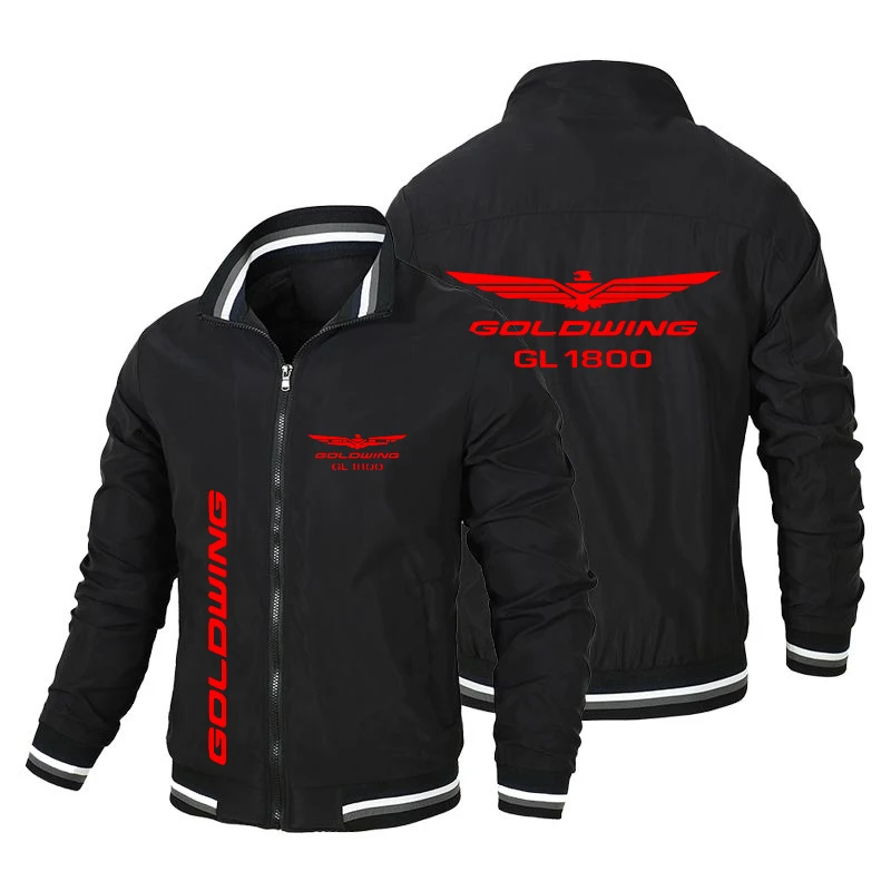 2024 Spring and Autumn New Honda Red Gold Wings GL1800 Biker Jacket Pilot Fashion Windbreaker Trendy Baseball Suit Men\'s Logo