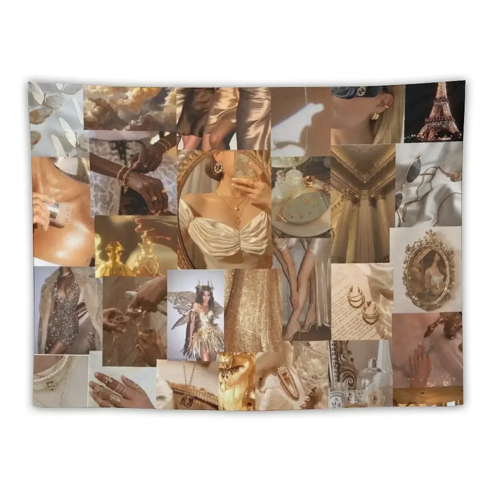 

gold aesthetic collage Tapestry Home Decorations Aesthetic Decor Home Tapestry