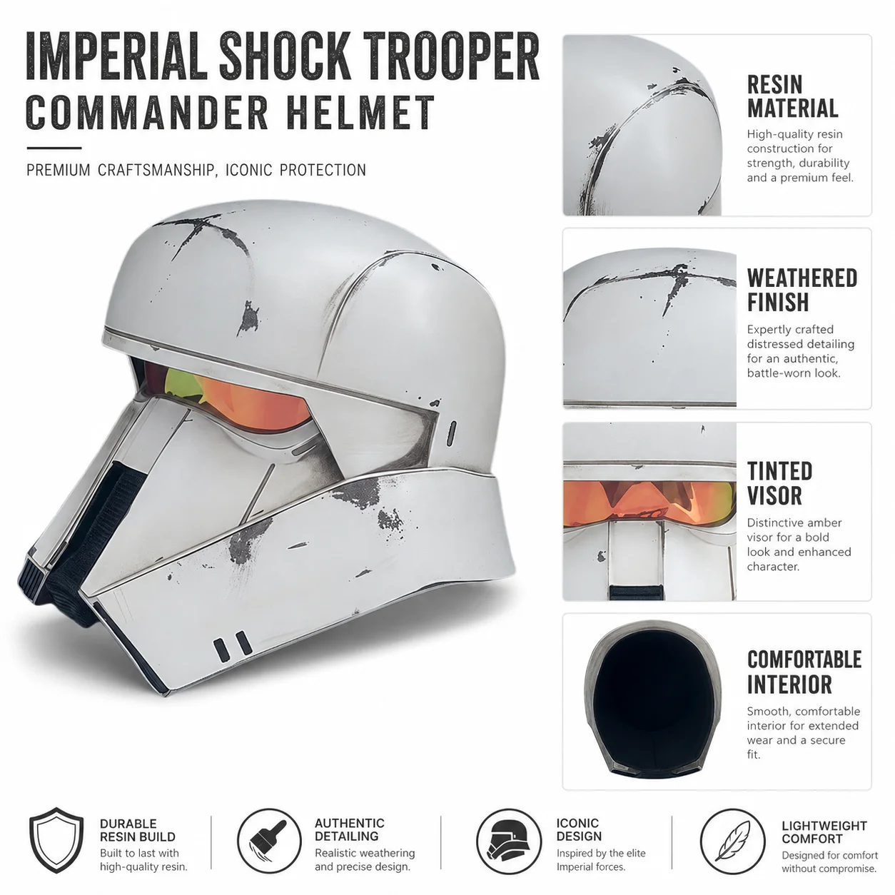 Resin Range Trooper Mask Halloween Role Play Helmet Empire Rangers helmet Cosplay mask Masque for Adult Birthday Gift TK140 view 5