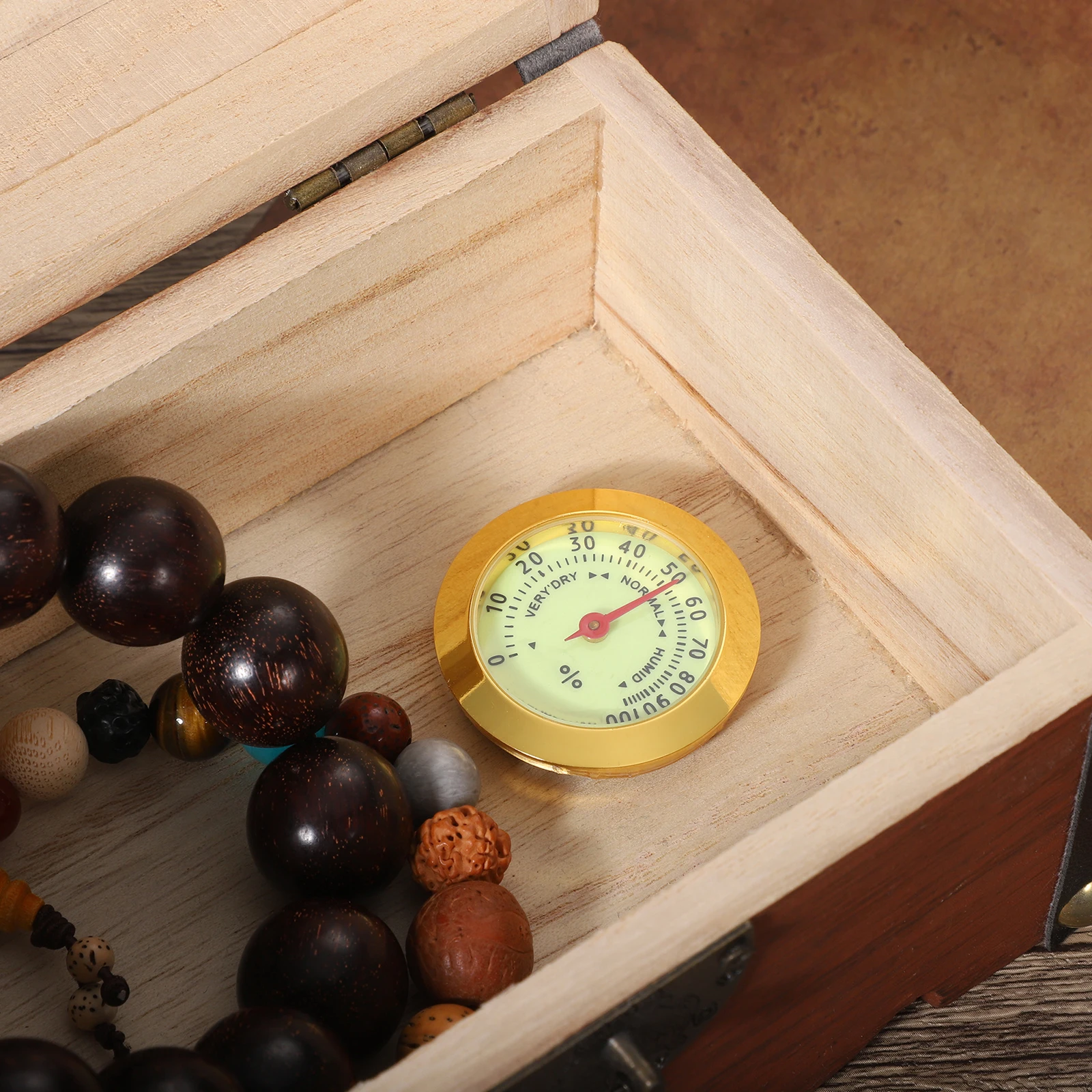Kleines analoges Hygrometer, mechanisches rundes Feuchtigkeitsmessgerät für Zigarrenschachtel, Humidor-Aufbewahrung, Gitarrenkoffer, Heimgebrauch
