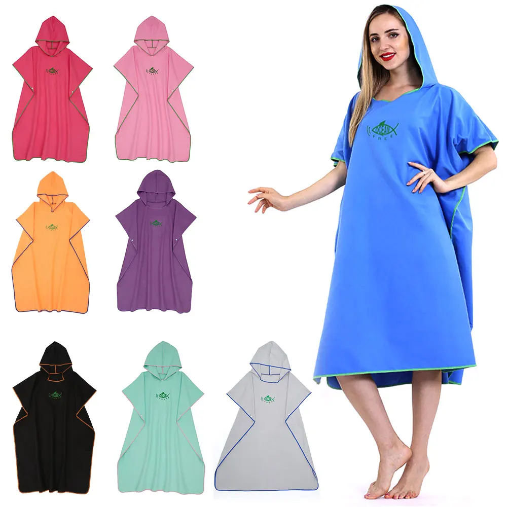 Mikrofaser-Strandtuch, Kapuzenpullover, Bademantel, schnell trocknend, Mikrofaser, Frottee, Surf-Poncho, Wickelmantel, leichtes Handtuch