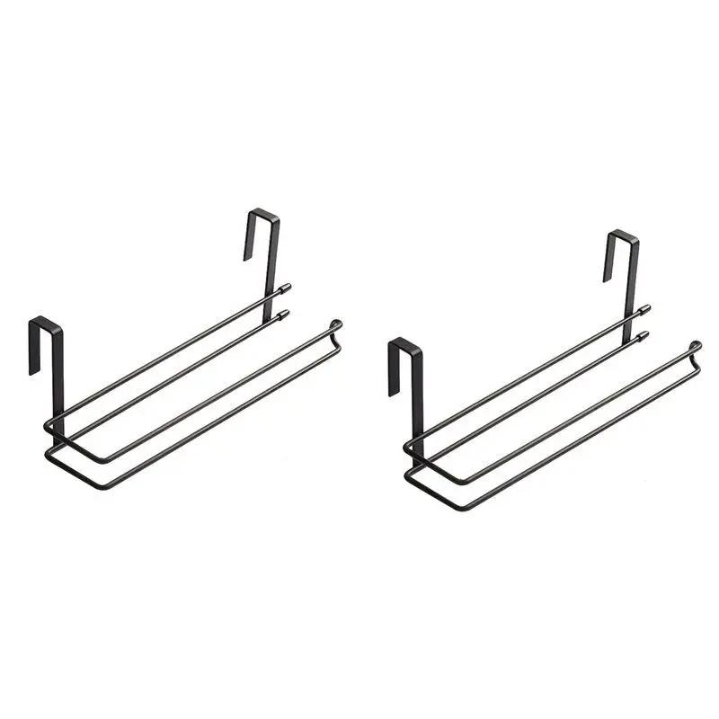 

~A61Z 2Pc Perforation-Free Kitchen Paper Towel Rack Home Storage Bathroom Paper Towel Rack Plastic Wrap Storage Rack Wall Hangin
