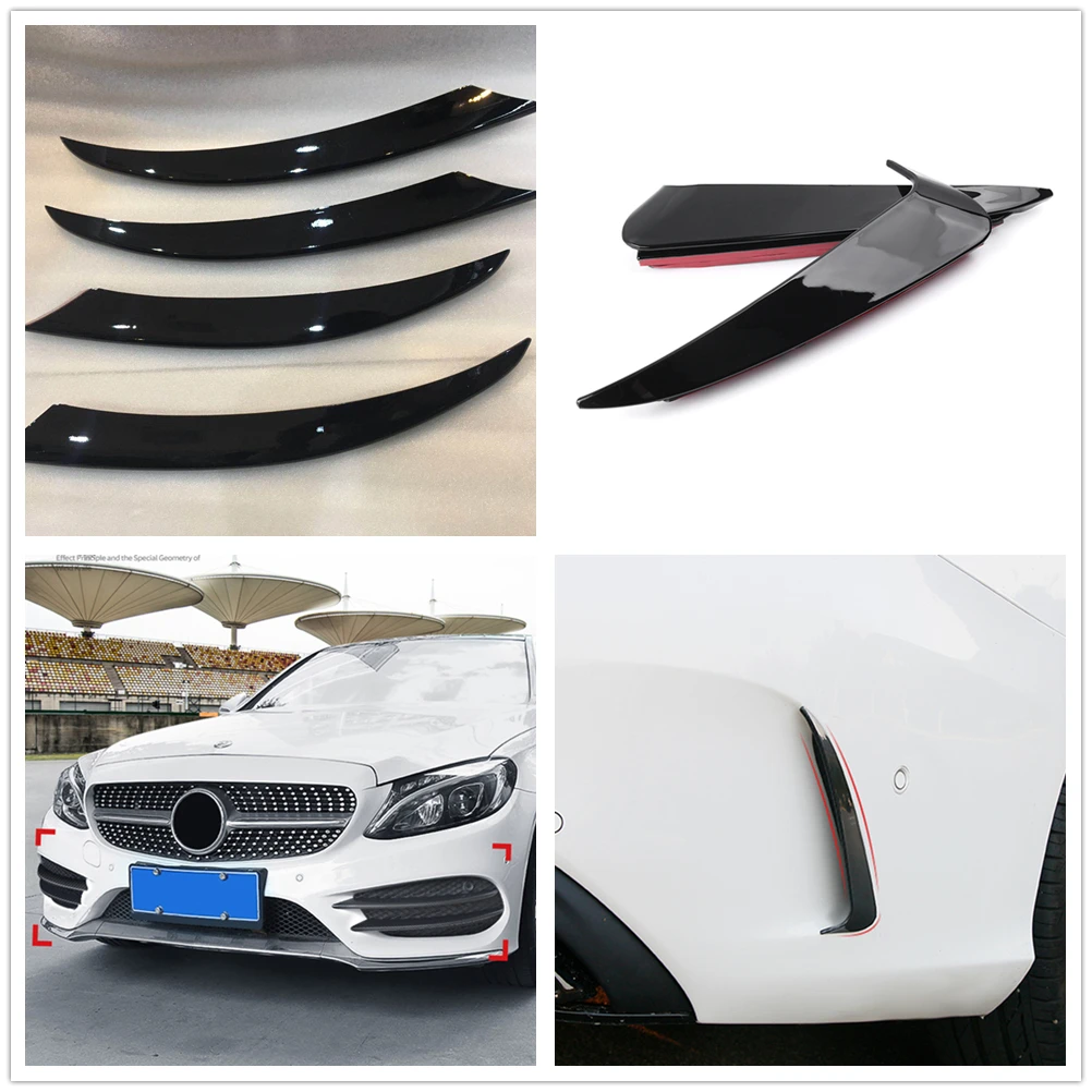 

Front Bumper Fog Light Intake Cover Canard+Rear Side Air Vent Trim For Mercedes-Benz W205 C-Class 2015-2018 C200 C250 C300 Sport