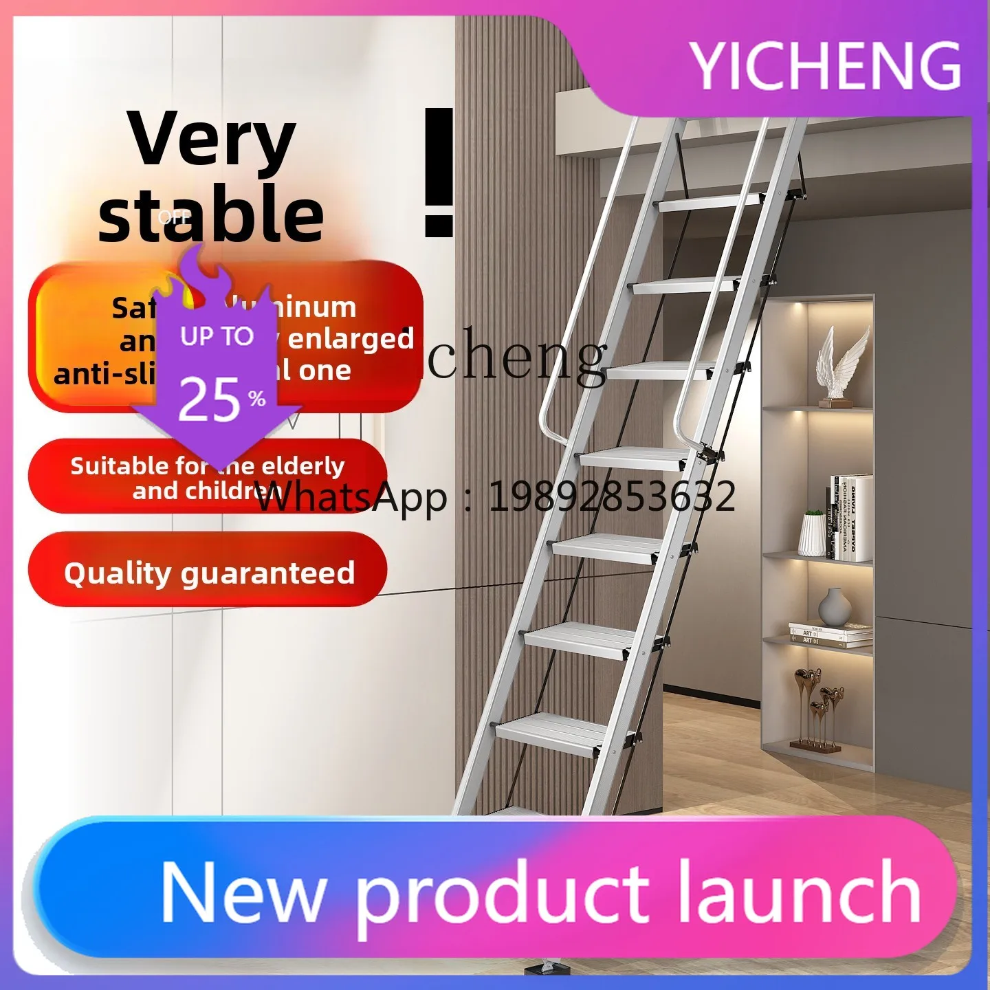 

A2-7 household outdoor two-story platform loft ladder aluminum alloy folding telescopic staircase