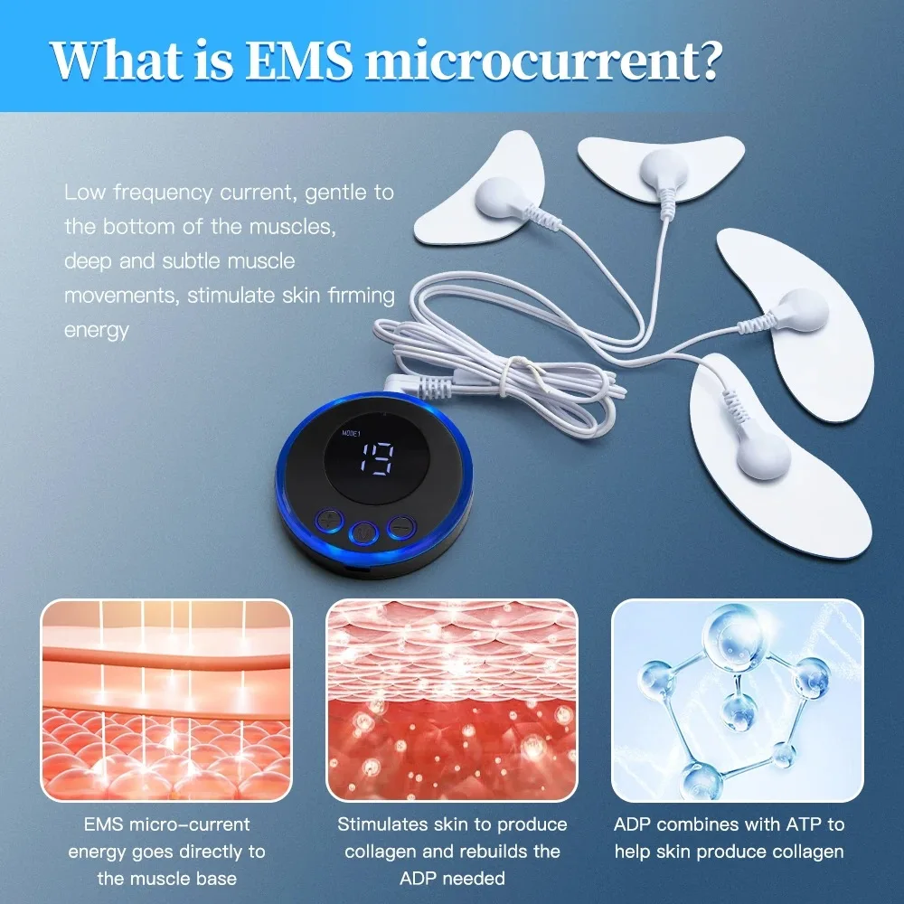 Professional EMS V-Lift Facial Massager - Low Frequency Pulse Anti-Wrinkle Device, Crescent Moon Shape Face Toner