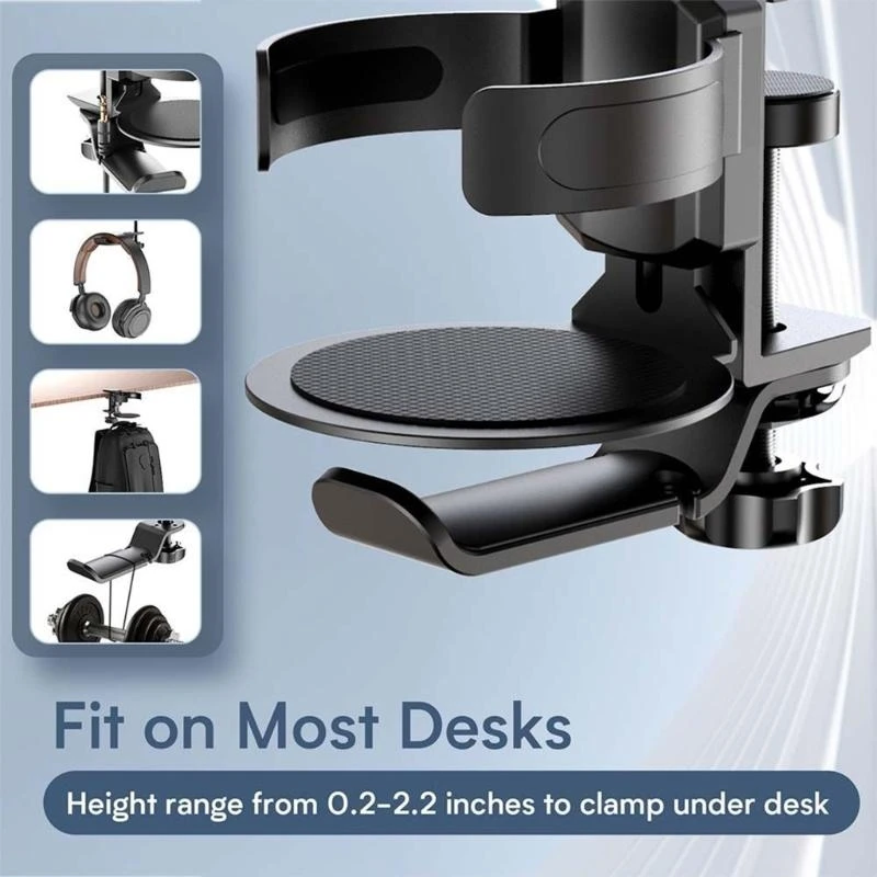  MultiPurpose Headsets Clamp Holder Headphone Rack Beverage Mount NonSlip Silicone Pad Protect Furniture Headphone Rack