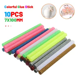 Colorido Hot Melt cola adesiva Varas, Assorted Glitter Glue Sticks, Profissional para pistola de cola elétrica, Craft Repair, 7mm, 10Pcs Set