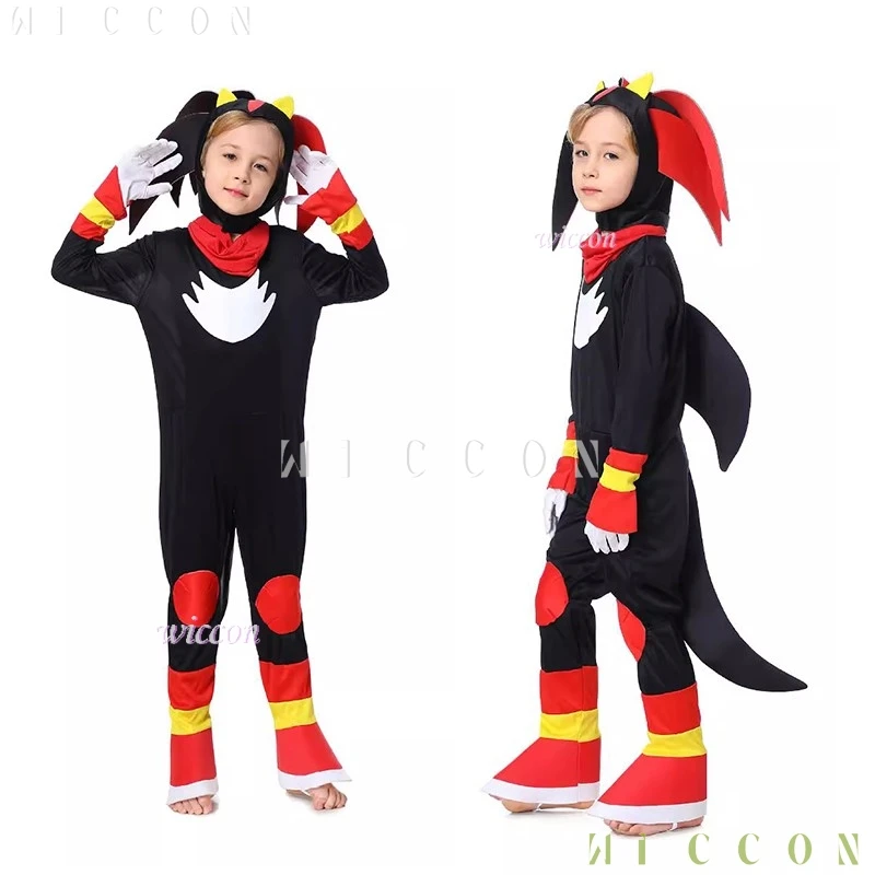 Shadow Hedgehog Ragazzi Ragazze Cosplay Hedgehog Tuta Gioco Scuola Spettacolo teatrale Costumi per bambini Gioco di ruolo Outfit disfraz