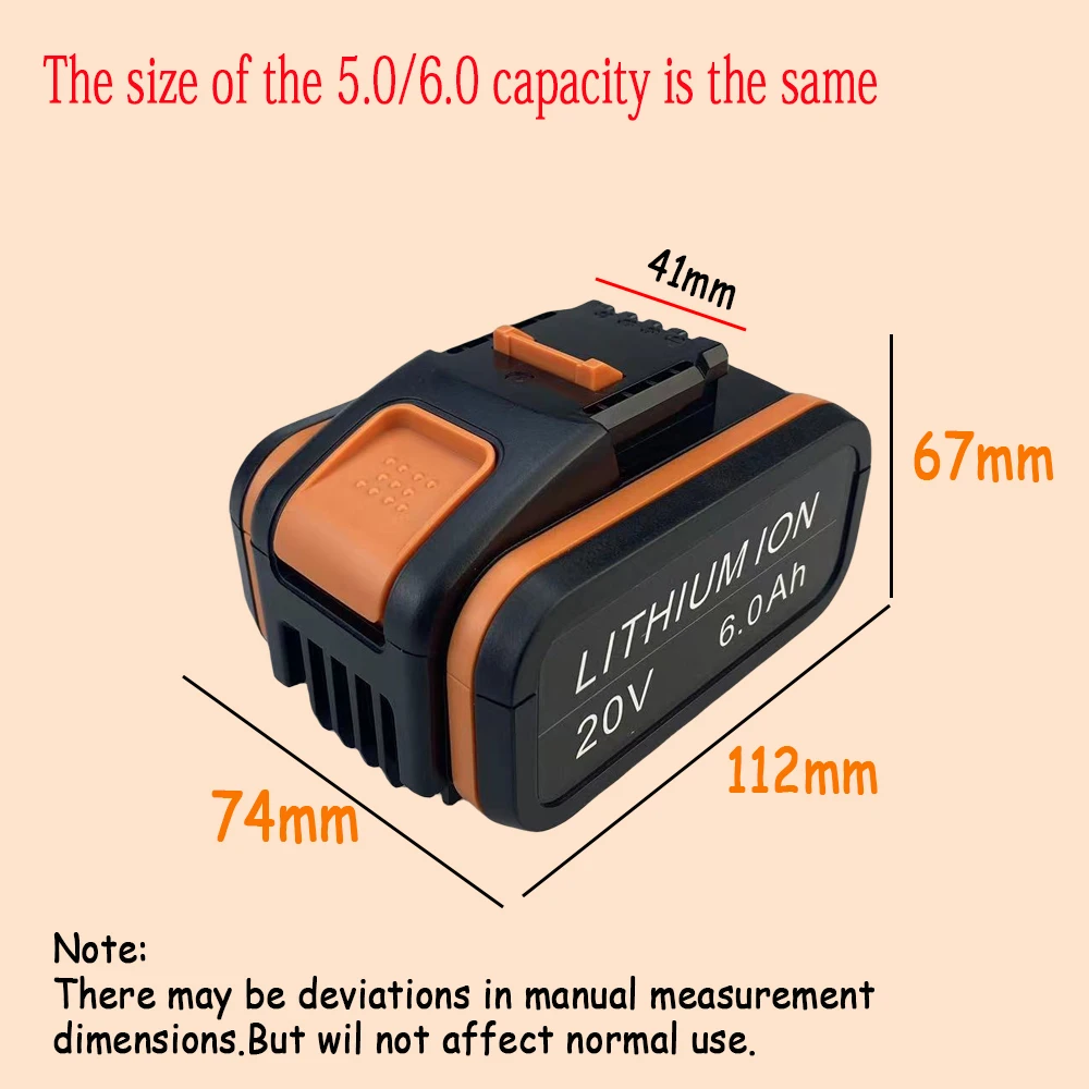 100% original Worx WA3553 20V 6.0Ah battery cordless power tool backup battery WA3551 WA3553 WA3641 WX373 WX390 battery