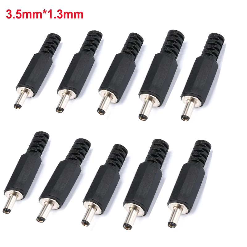 10/5PCS DC Power Male Plug 3.5mm X 1.3mm DC Power Jack Connector 3.5*1.3mm Male Socket Mount Plugs 1A 30V Black Connector