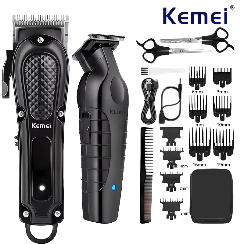 Kemei KM-1071 KM-2299 Men's Professional Hair Clipper Cordless Hair Clipper Men's Beard Trimmer Electric Haircut Beauty Kit