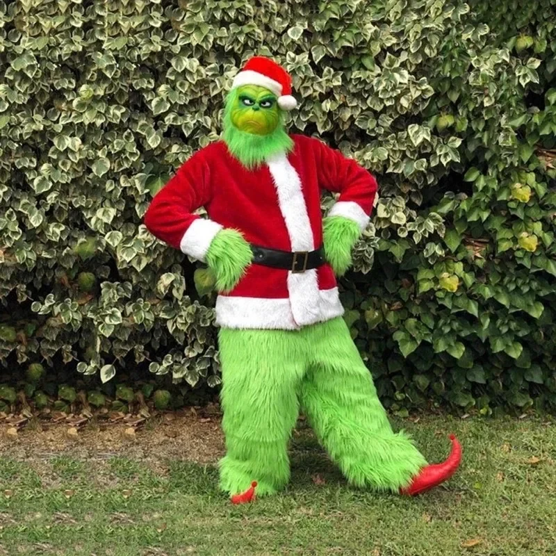 

❤2026❤ Santa Claus Costume Set Christmas Party Prom Adult Role Playing Green Monster Shaggy Halloween Cosplay Suit Gloves Mask❤