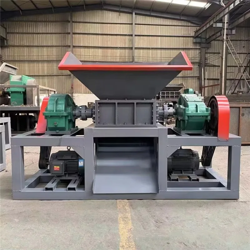 Twin Shaft Tire Shredder Overload Protection Rubber Waste Processing Machine Stable Tyre Recycling Equipment Customized Program