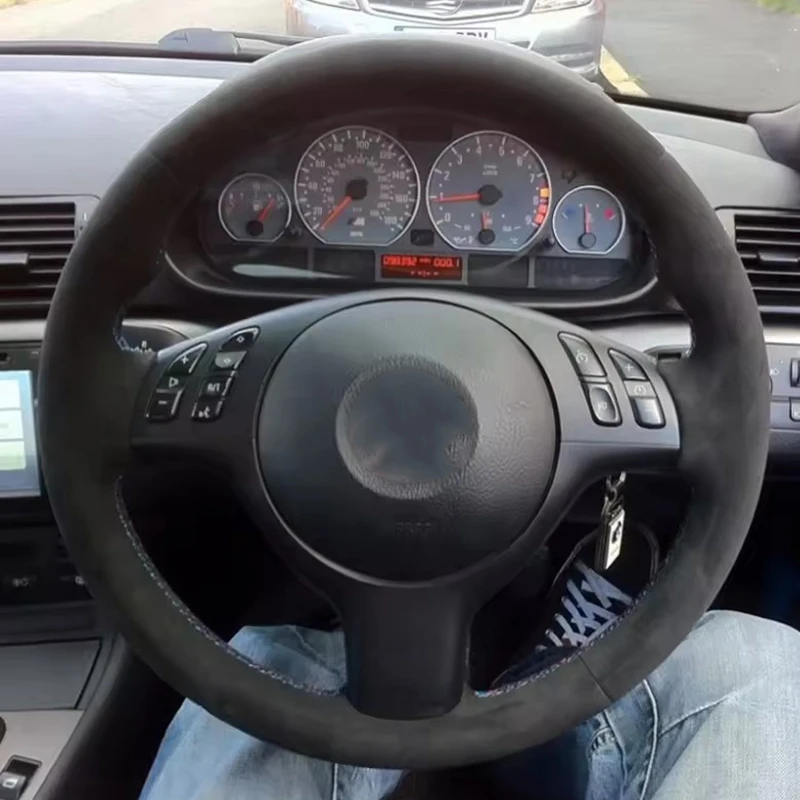 Customized Car Steering Wheel Cover Braid Non-Slip Suede For BMW E46 E39 330i 540i 525i 530i 330Ci M3 2001 2002 2003